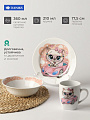 Набор детской посуды фарфор, 3 шт, Кэт в кабриолете, тарелка 17.5 см, салатник 360 мл, кружка 210 мл, Daniks - фото 2