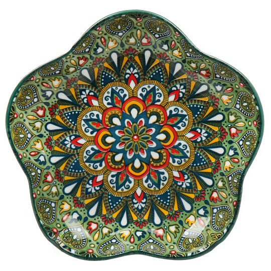 Блюдо керамика, 20 см, зеленое, Самарканд, Y4-9768