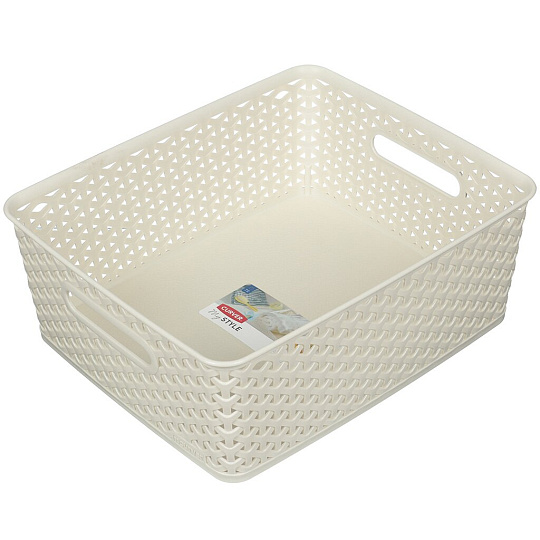 Корзина универсальная, прямоугольная, плетеная, пластик, кремовая, Curver, My Style, 03611-885