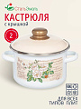 Кастрюля эмалированная сталь, 2 л, крышка сталь, цилиндрическая, СтальЭмаль, Мэри белоснежная, 6RD161M, индукция