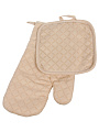 Набор кухонный 2 шт, варежка 30х17 см, прихватка 17.5х17.5 см, 100% полиэстер, бежевый, B180065 - фото 2