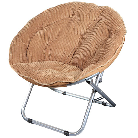 Кресло складное 80х84х76 см, Гриб Комфорт, коричневое, вельвет, круглое, 100 кг, Green Days