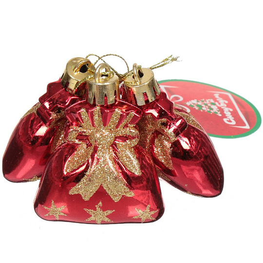 Набор елочных украшений Сноубум, Мешок с подарками, 3 шт, 6 см, пластик, 374177
