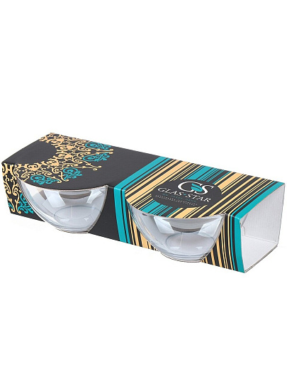 Салатник стекло, круглый, 2 шт, 15.8х7.8 см, подарочная упаковка, Радуга, Glasstar, RN_1449_1