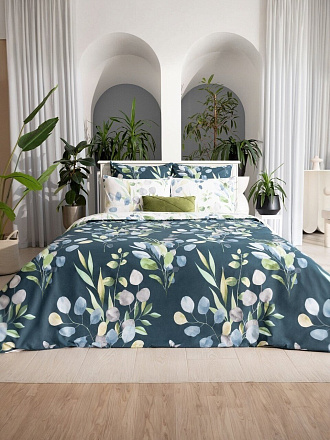 Постельное белье 2-спальное, простыня 200х220 см, 2 наволочки 70х70 см, пододеяльник 180х215 см, Волшебная ночь, перкаль, Rainy Garden