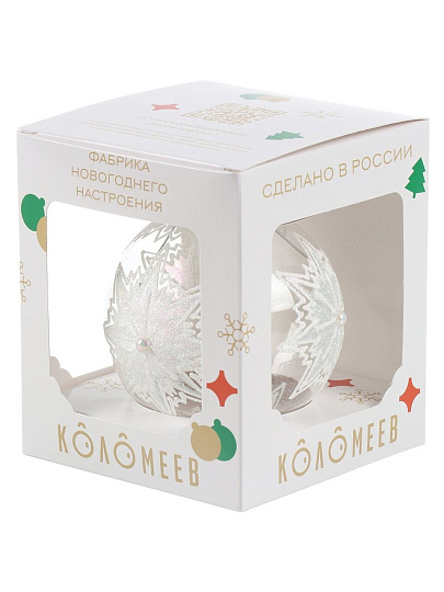 Елочный шар Снежинка снежная, 8.5 см, в подарочной упаковке, КУ-85-194111