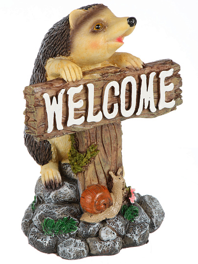 Фигурка садовая декоративная Ежик с табличкой, 16х15х23 см, полистоун, Y4-11211