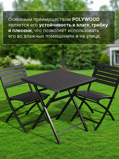 Мебель садовая Санди, стол, 70х70х72 см, 2 стула, 150 кг, C010012