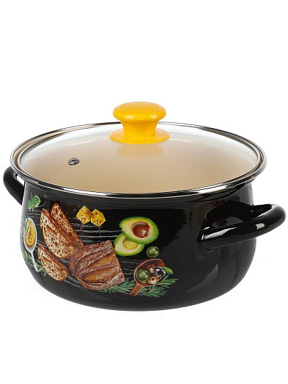 Набор посуды эмалированная сталь, 3 предмета, кастрюли 2, 3, 4 л., МП, Керченский металлургический завод, Чиабатта-1-Экстра, коричневый