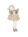 Фигурка декоративная текстиль, Феечка, 22х16х60 см, с подвеской, 2хААА, бежевая, Y4-9515
