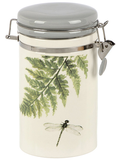 Банка для сыпучих продуктов, керамика, 0.8 л, с крышкой, с бугельным замком, Prima Collection, Дикий папоротник