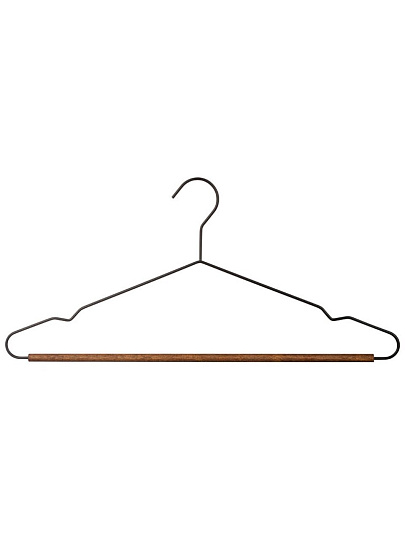 Вешалка-плечики для одежды, 42 см, металл, 3 шт, с дерев перекладиная, черная, Винтаж, 107891