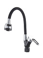 Смеситель для кухни, Эверест, гибкий излив, с картриджем, черный, хром, B58-274F - фото 3