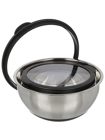 Набор мисок нержавеющая сталь, круглый, 3 шт, 16, 20, 24 см, с крышкой, Y4-11664