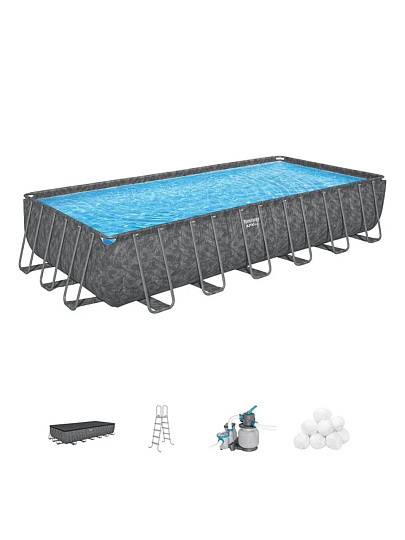 Бассейн каркасный Bestway, 732х366х132 см, 561KG, фильтр-насос, лестница, тент, 30045 л, полисферы