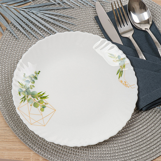 Сервиз столовый стеклокерамика, 19 предметов, на 6 персон, Daniks, Оазис, белый