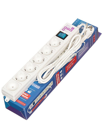 Сетевой фильтр 6 гнезд, 1.9 м, с заземлением, 3.5 кВт, Power Cube, SPG(5+1)-16B-1,9М