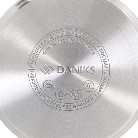 Набор посуды нержавеющая сталь, 6 предметов, кастрюли 1.6л, 3.1л, 5.4л, индукция, Daniks, Турин, GS-01413-6PC