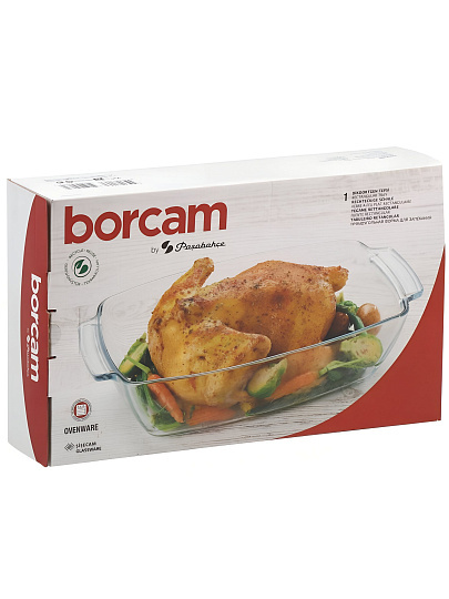 Форма для запекания стекло, 23.3х38х9 см, 4.42 л, прямоугольная, Borcam, 590046