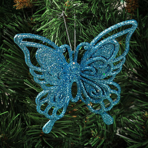 Елочное украшение Бабочка, голубое, 12.5х14 см, SYLKGJ-4822089B