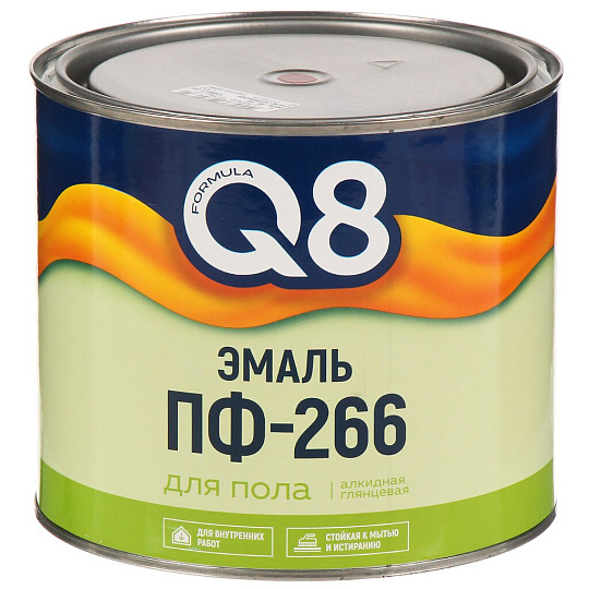 Эмаль Formula Q8, ПФ-266, алкидная, глянцевая, красно-коричневая, 1.8 кг