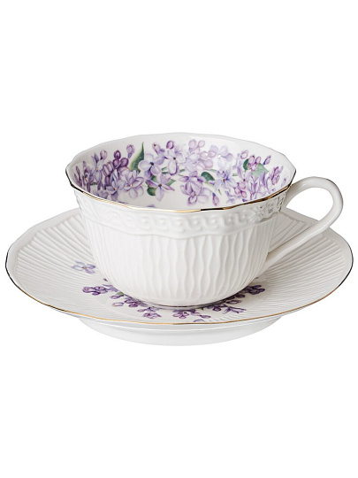 Чайная пара фарфор, 2 предмета, на 1 персону, 330 мл, Lefard, Lilac, 760-757, подарочная упаковка, белая