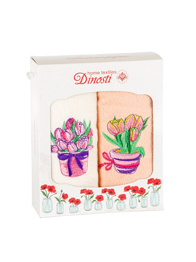 Набор полотенец кухонных 2 шт, 33х60 см, 100% полиэстер, Dinosti, Весенний аромат, микрофибра, Россия
