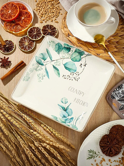 Тарелка обеденная, доломит, 21 см, квадратная, Вилладжио, Daniks