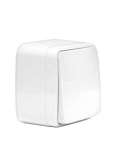 Выключатель открытой установки, одноклавишный, 10 А, пластик, белый, Союз, Электра, 0001