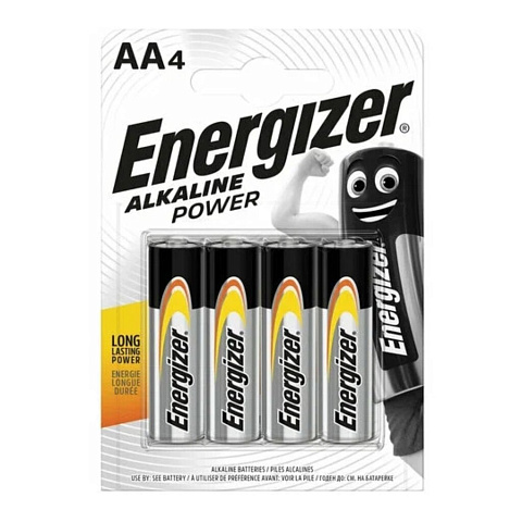 Батарейка Energizer, АА (LR06, LR6), Power, алкалиновая, 1.5 В, блистер, 4 шт, E300132901