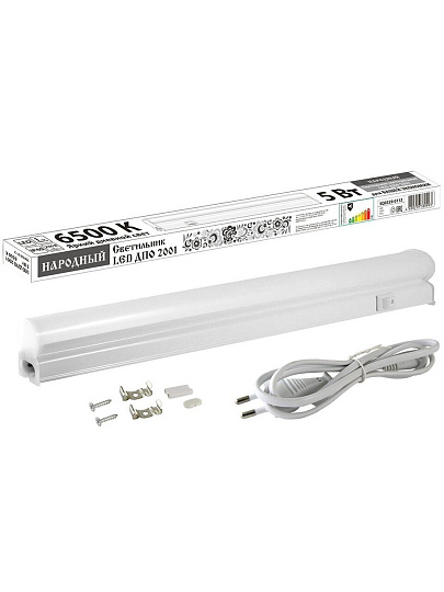 Светильник светодиодный, TDM Electric, Народный ДПО 2001, 5 Вт, 6500 К, 360 Лм, IP40, 30х2.2х3.7 см, белый, SQ0329-0112