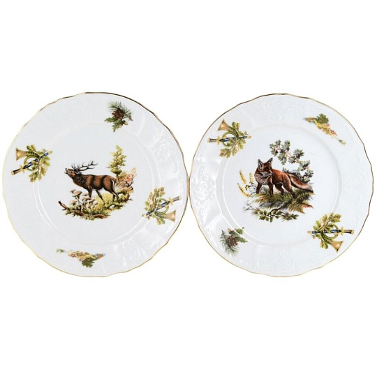 Тарелка десертная, фарфор, 19 см, круглая, Охотничьи сюжеты, Bernadotte, P1750099JQZU001011, в ассортименте