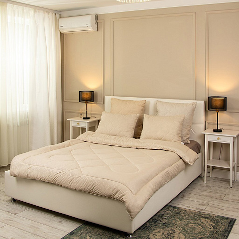 Одеяло 2-спальное, 172х205 см, Овечья шерсть, 400 г/м2, зимнее, чехол микрофибра, кант