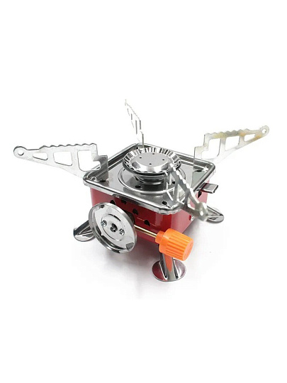 Плита газовая портативная, 1 конфорка, 10.5х10.5х9 см, для цанговых баллонов, пьезо, чехол, Следопыт, 4-009