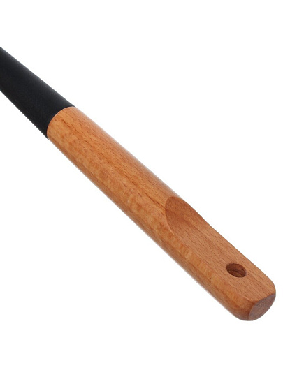 Лопатка для кухни, бамбук, силикон, навеска, Daniks, Black, WFCFA-0038-5, с прорезью