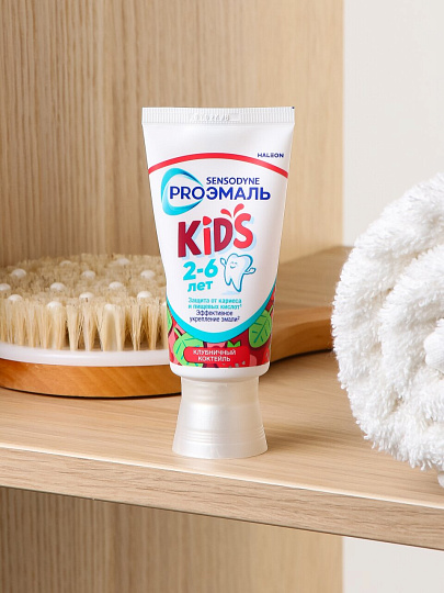 Зубная паста Sensodyne, Proэмаль Kids, Клубничный коктейль, для детей, 50 мл, от 2 до 6 лет