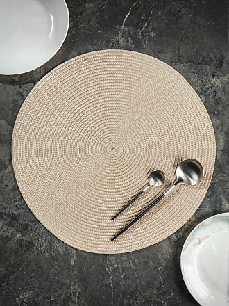 Салфетка для стола полимер, 38х38 см, круглая, бежевая, Y4-7314