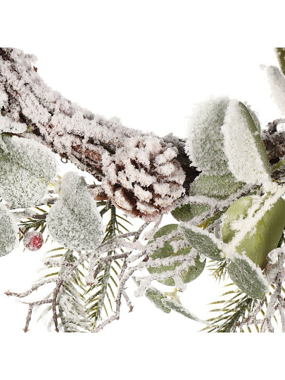 Венок рождественский 40 см, с шишками, заснеженный, SYHHA-0823076