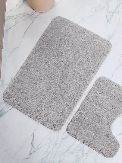 Набор ковриков для ванной и туалета, 3 шт, 0.5х0.8, 0.5х0.4, 0.4х0.45 м, полиэстер, графит, Silvano, Мона, Y4-11498, без рисунка