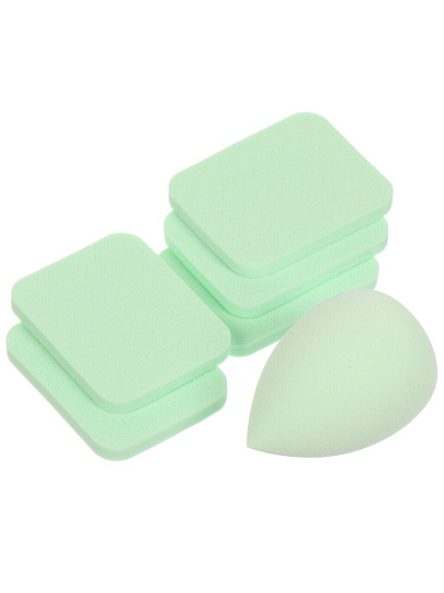 Спонжи для макияжа, полиуретан, 6х4/5 см, 3х4.2 см, 6 шт: капля 1 шт, плоские 5 шт, в ассортименте, ЮниLook, 357-333