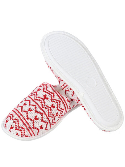 Тапки для женщин, красно-белые, р. 40-41, закрытые, Вязаные, A210104