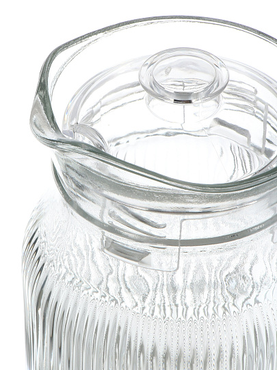 Кувшин стекло, 1.2 л, с крышкой, Вертикаль, Y4-11039, прозрачный
