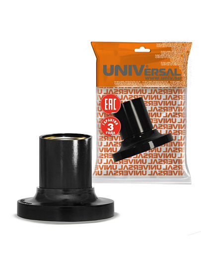 Патрон Е27, потолочный, UNIVersal, карболит, 4А, 250В, индивидуальная упаковка