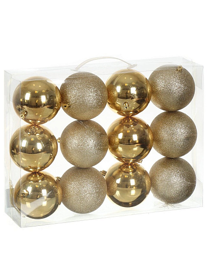 Елочный шар 12 шт, золото, 10 см, SYQA-012145