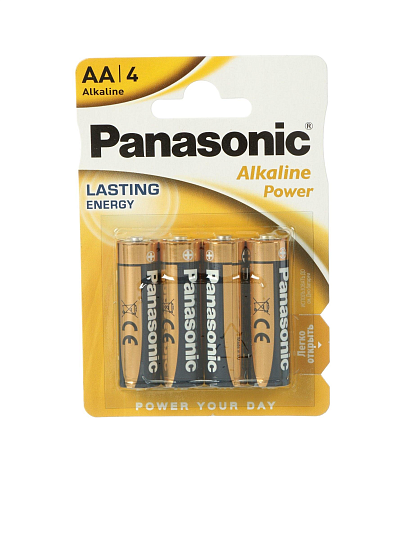 Батарейка Panasonic, АА (LR6, 15A), Alkaline Power, щелочная, 1.5 В, блистер, 4 шт