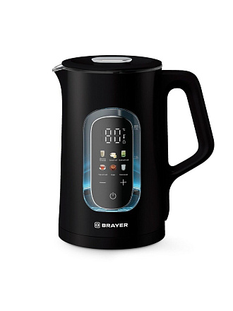 Чайник электрический Brayer, 6101BR Strix, черный, 1.5 л, сенсор, Cool Touch, 1500 Вт, скрытый нагревательный элемент