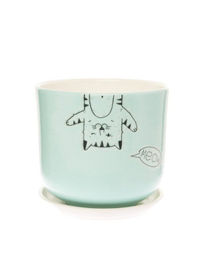 Горшок керамика, 0.8 л, 10.5х12 см, Мяун микс №2, 562522