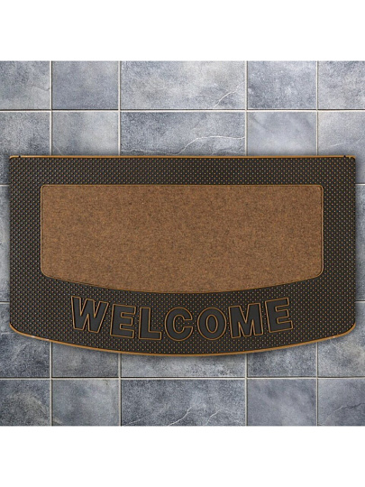 Коврик грязезащитный, 40 см, прямоугольный, резина, кокосовое волокно, коричневый, Кокос, Y4-5164