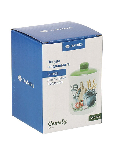 Банка для сыпучих продуктов, доломит, 0.52 л, с крышкой, Daniks, Comely