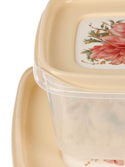 Набор контейнеров пищевых пластик, 0.45, 0.75, 1.2, 2 л, 16х16х13 см, 4 шт, квадратный, с крышками, Бытпласт, Phibo, 433177718